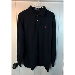 Polo By Ralph Lauren Dark Blue Red Emblem Pullover Polo Shirt Large Men's